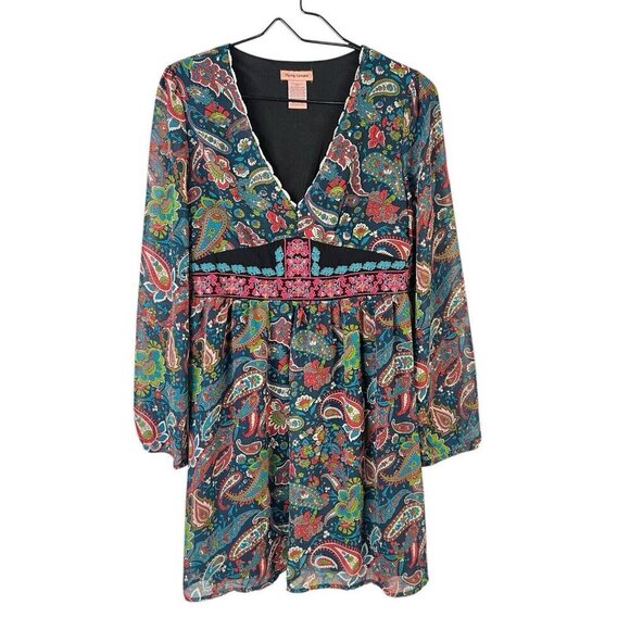 Flying Tomato Dress Womens Large Colorful Paisley Embroidered Bohemian Festival - Picture 1 of 11